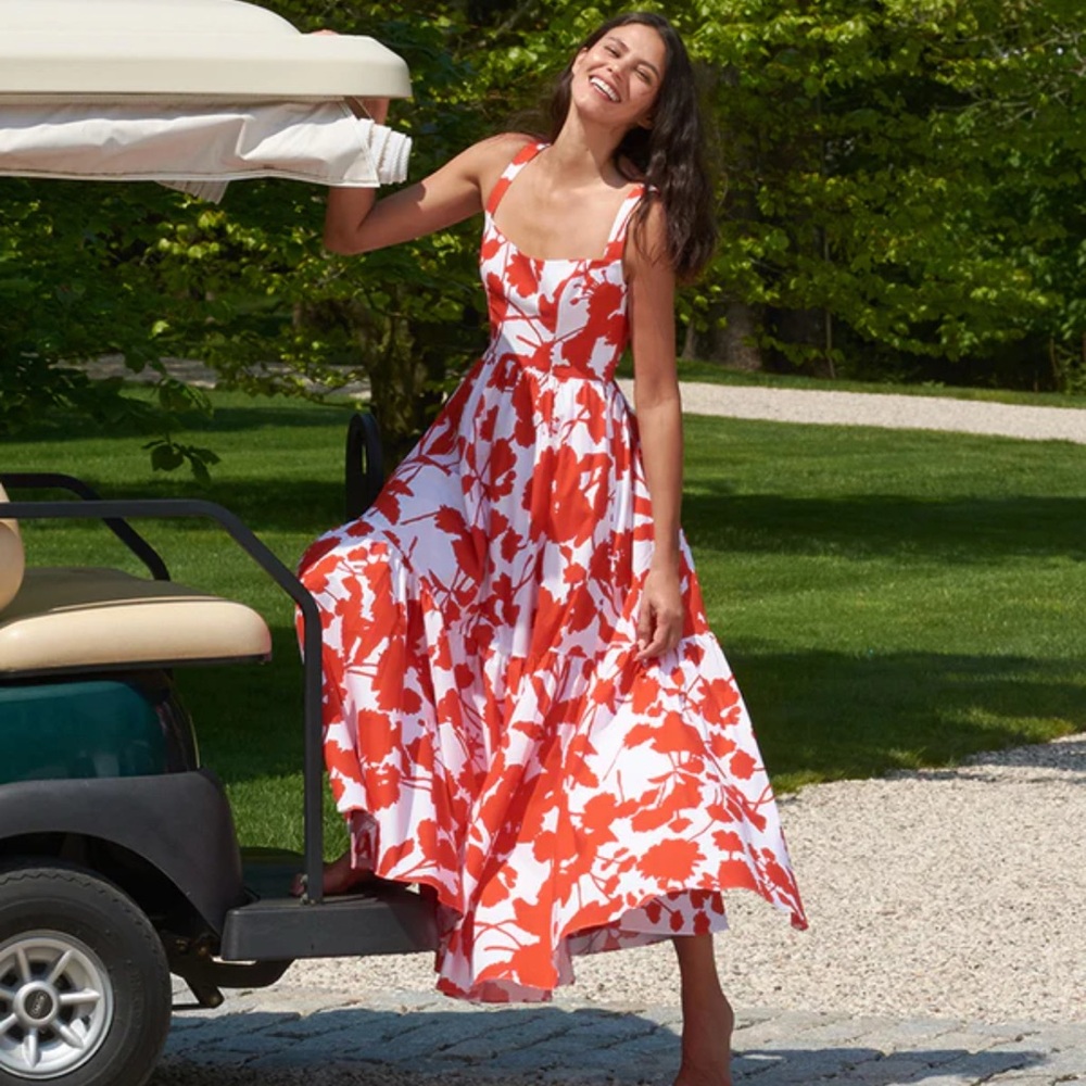 Michelle Smith red white maxi dress